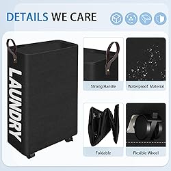 HomeHacks Rolling Slim Laundry Hamper Collapsible