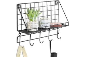 Baeymonkay Easy Installation Key Holder Wall Mount, Key Hooks for Wall with 5 Hooks, Iron Key Rack with Shelf for Entryway Decor, Key Hanger, Matte Black（Single Iron）