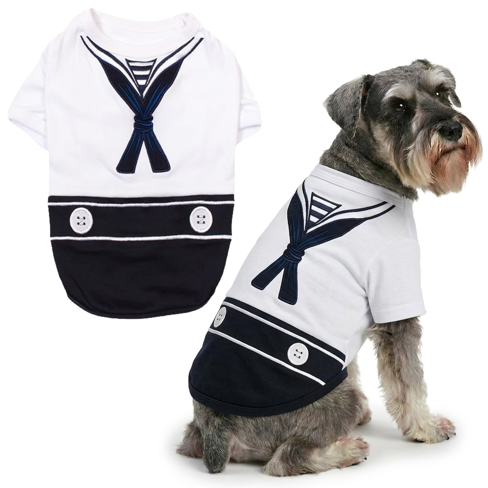 Parisian Pet - Funny Dog Cat Pet Costumes, Shirt Outfits for Halloween - Police, Prisoner, Ketchup, Mustard, Doctor, Firefighter, Sailor, Pirate (Sailor Dog, 2XL)