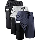 JWJ Mens 2 in 1 Running Shorts Quick Dry Gym Athletic Workout Clothes with Side Pockets