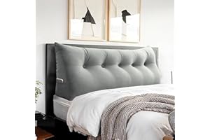 BNCKTRD Headboard Wedge Pillow Large Bolster Triangle Reading Pillow Queen Size Bed Rest Back Support Pillow for Sitting up in Bed Daybed Couch Backrest Cushion Velvet Gray