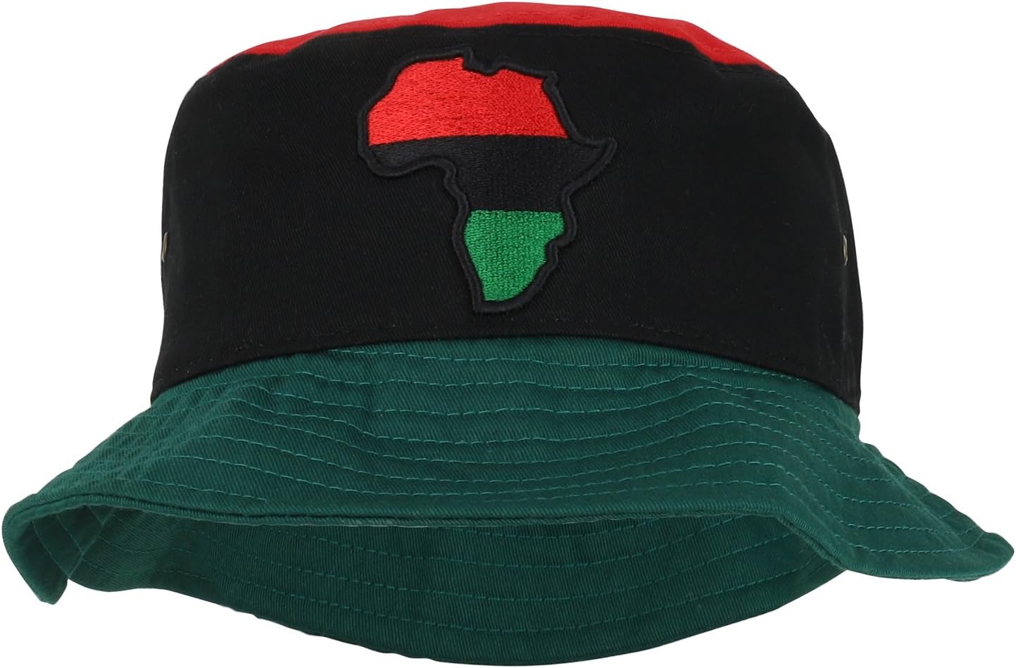 Red Black Green Africa Map Patch Embroidered Cotton Bucket Hat