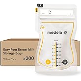 Medela Easy Pour Breastmilk Storage Bags 200 Count 7oz/210ml Disposable, Leakproof, Fast Freeze, Breast Milk Protection Recyclable & BPA Free