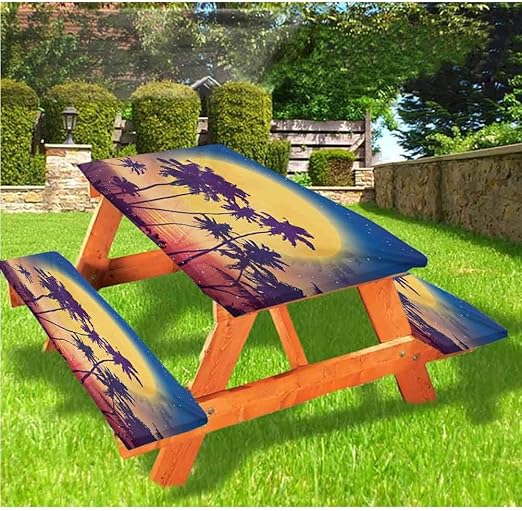 Elefante - Mantel ajustable con fundas para banco, imagen de rebaño de