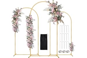WellSign Balloon Arch Stand,7.2FT, 6.6FT, 6FT Set of 3 Metal Gold Wedding Backdrop Arch Stand Kit for Wedding Baby Shower Birthday Party Event Decoration Garden Floral Balloon Arch with Base