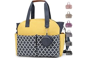 ROSEGIN Baby Diaper Bag Tote for Girls and Boys with Pacifier Case, Large Tote Diaper Bag for Moms, Travel & Work, Stylish Mommy Bag for Hospital, Baby Shower Gifts, Yellow