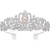 Crystal Tiara Crown Headband Princess Elegant Crown with combs for Women Girls Bridal Wedding Prom Birthday Party