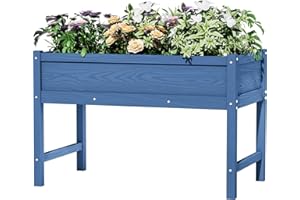 BIVODA HDPE Raised Garden Bed with Legs, Outdoor All-Weather Elevated Planter Box Raised Beds for Seeds, Herb, Flower, Vegetable (Navy Blue)