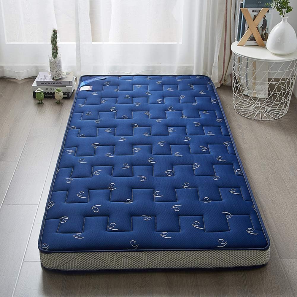 LXYCD Quilted Fitted Mattress Reversible,Breathable Bad Request Tatami Floor Mat,Dormitory Thicken Sleeping Pad Topper Knitted Mattress Pad-Blue 120x190cm(47x75inch)
