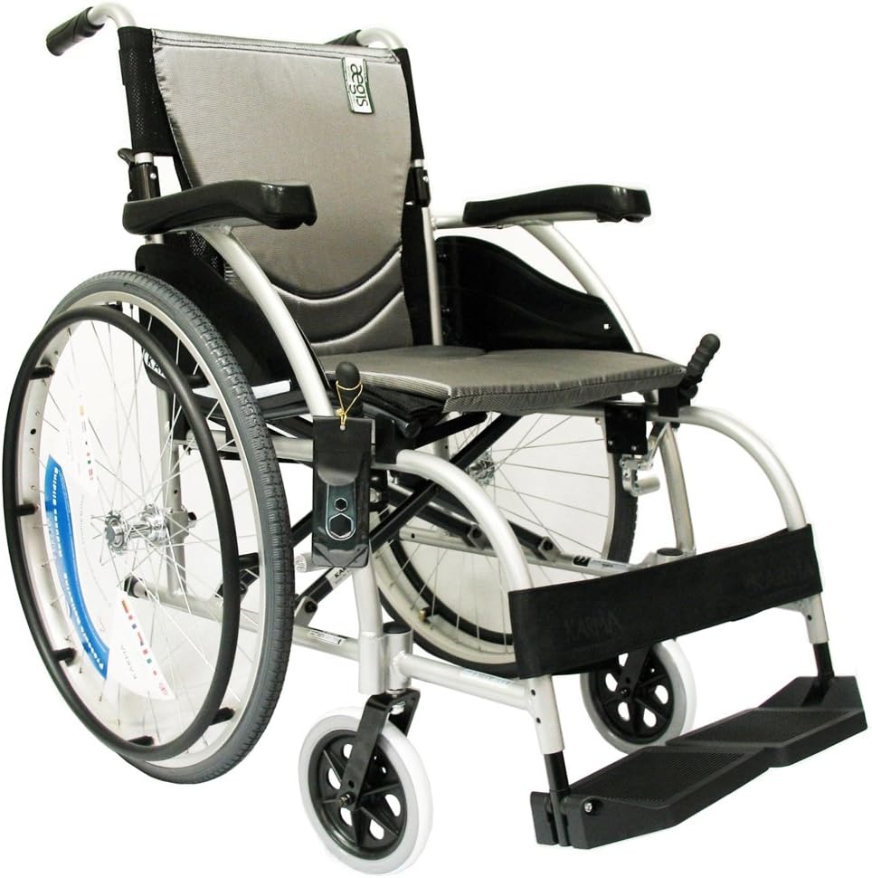Karman Healthcare S-105 Ergonomic Ultra Lightweight Manual Wheelchair, Pearl Silver, 16 Inches Seat Width: Health & Personal Care