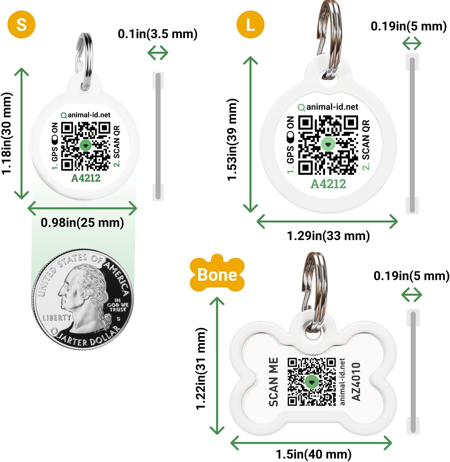 ROVERTAGS Tags for Dogs - Small Dog Tag & Cat Tag - Pet Id Tag - Scannable QR Code Pet Tags for Location - Cat Id Tag & Dog Id Tag with Online Profile - Funny Dog Tags - Tags for Your Pets : Pet Supplies