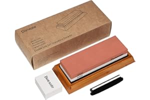 Donxote Whetstone, 2 Side 3000/8000 Grit Sharpener Stone, Premium Kitchen Knife Sharpener, with Nonslip Bamboo Base + Angle G