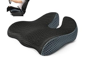 DREAMER CAR Car Seat Cushion, Broader Visibility with Wedge Design & Coccyx Sciatica Pain Relief with Ergonomic Design, Non-Slip Base,Breathable Mesh Cover, Memory Foam for Long Drive in Car Truck Van Motorhome