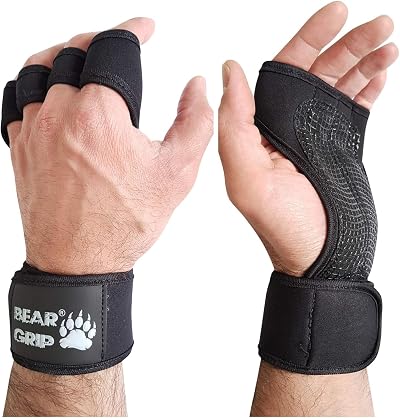 Bear Grip Open Workout Gloves Black Small for Calisthenics Powerlifting