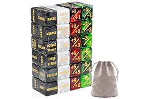 RAVONIXIS 48 Pieces MTG Counter Token Dice Counters Keyword Counters Life Counter Tokens Dice Buff Tokens Compatible with Magic Card Game Accessories CCG Creature Stats (Green&red)