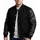 UGFashions Mens Varsity Letterman Baseball Bomber Jacket | Casual Fashion Wool & Faux Leather College/High School Jackets