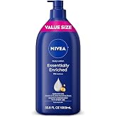 NIVEA Essentially Enriched Body Lotion Very Dry Skin, Almond Oil 33.8 Fl Oz | Value Size, Quick-Absorbing 72-Hour Moisture Cream for Dry Skin with Hyaluronic Acid, Dermatologically Tested