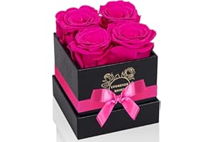 UFOREVER ROSES Preserved Roses in a Box Mothers Day Valentines Day Gifts for Her, Real Roses That Last a Year and More, Christmas Day, Birthday, Anniversary Day (Small, Radiant Pink)