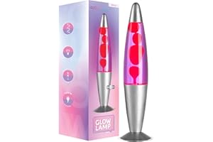 Glow Bright 16" Volcano Rocket Glow Lamp with Silver Base, Purple Liquid and Pink Wax, Novelty Lamp and Home Décor for Adults, Teens and Kids