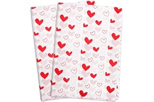 MR FIVE 30 Sheets 20" x 28" White with Red Heart Tissue Paper Bulk,Red Hearts Tissue Paper for Gift Bags,Red Heart Tissue Paper for Birthday,Valentine's Day,Mother's Day,Weddings (White with Red)