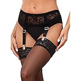 Plus Size Garter Belts for Thigh Highs Sexy Lace Garter Belt with 4 Metal Clip Garter Belts Lingerie for Women XS-6XL