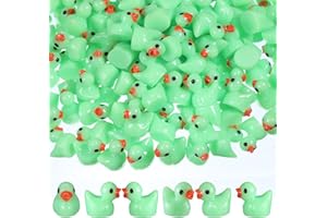 MiniInflat 150 Pcs Mini Resin Ducks Miniature Ducks Tiny Duckies Figures for Home Prank Game Micro Landscape Aquarium Dollhouse Ornament Mini Duckies DIY Terrarium and Handmade School(Green)
