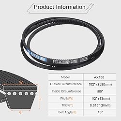 uxcell 2Pcs AX100 EPDM V-Belt, Raw Edge Cogged