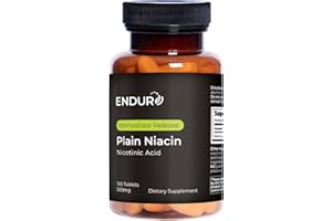 ENDURANCE PRODUCTS Endur Plain Niacin (Nicotinic Acid), Heart Health & Healthy Cholesterol Balance Supplement, Immediate-Release Formula, Gluten Free, 500mg (100 Tablets)