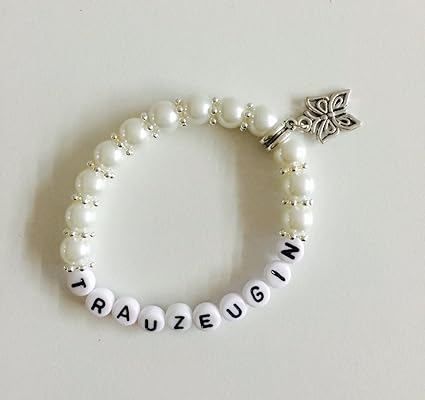 Handgemachtes Armband Trauzeugin aus Perlen, Gastgeschenk, Geschenk zur Hochzeit, Geburtstag, Perlen (weiß)