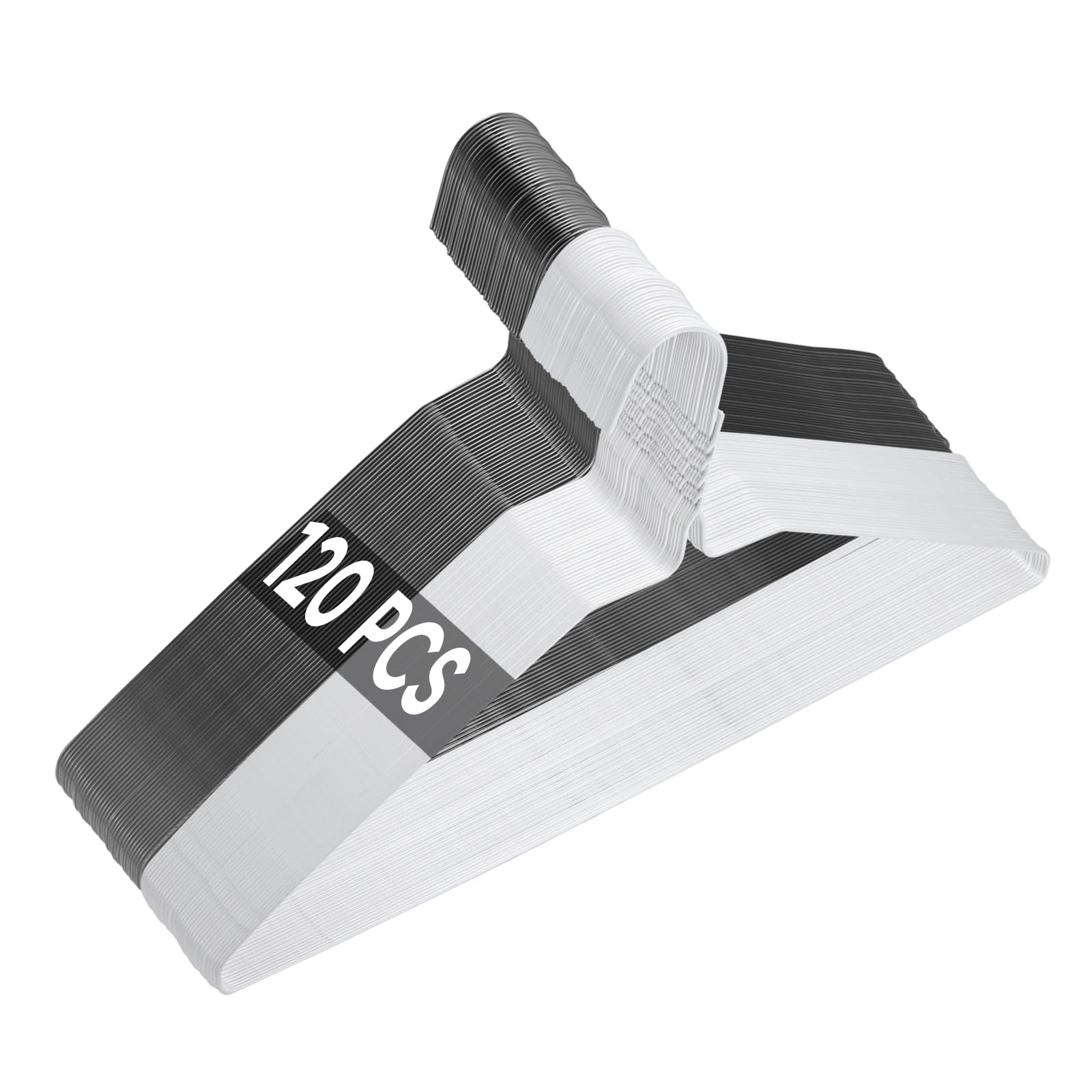 Photo 1 of 120 Pcs Wire Hangers in Bulk Metal Black White Hangers 16" Dry Cleaner Hanger for Cloth Shirts Coat