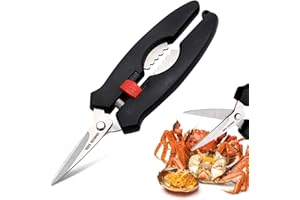 Lobster Cutter Scissors, Professional Seafood Scissors with Comfort Grip and Safety Lock, Heavy-Duty Stainless Lobster Shears