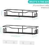 HapiRm Shower Shelf No Drill 2 Pack Black Stainless Steel 4 Hooks view 2