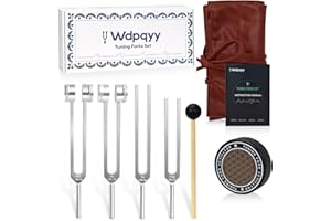 WDPQYY Tuning Forks for Healing(128Hz, 136.1Hz, 256Hz, 384Hz), Weighted & Unweighted Tuning Forks Set with Vegan Leather Pouch & Hockey Puck Activator, Chakra Sound Therapy Instruments