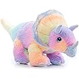 The Petting Zoo Triceratops Stuffed Animal Plushie, Ombrez Wildlife Animals, ZOOLOGEE Rainbow Dinosaur Plush Toy 17 inches