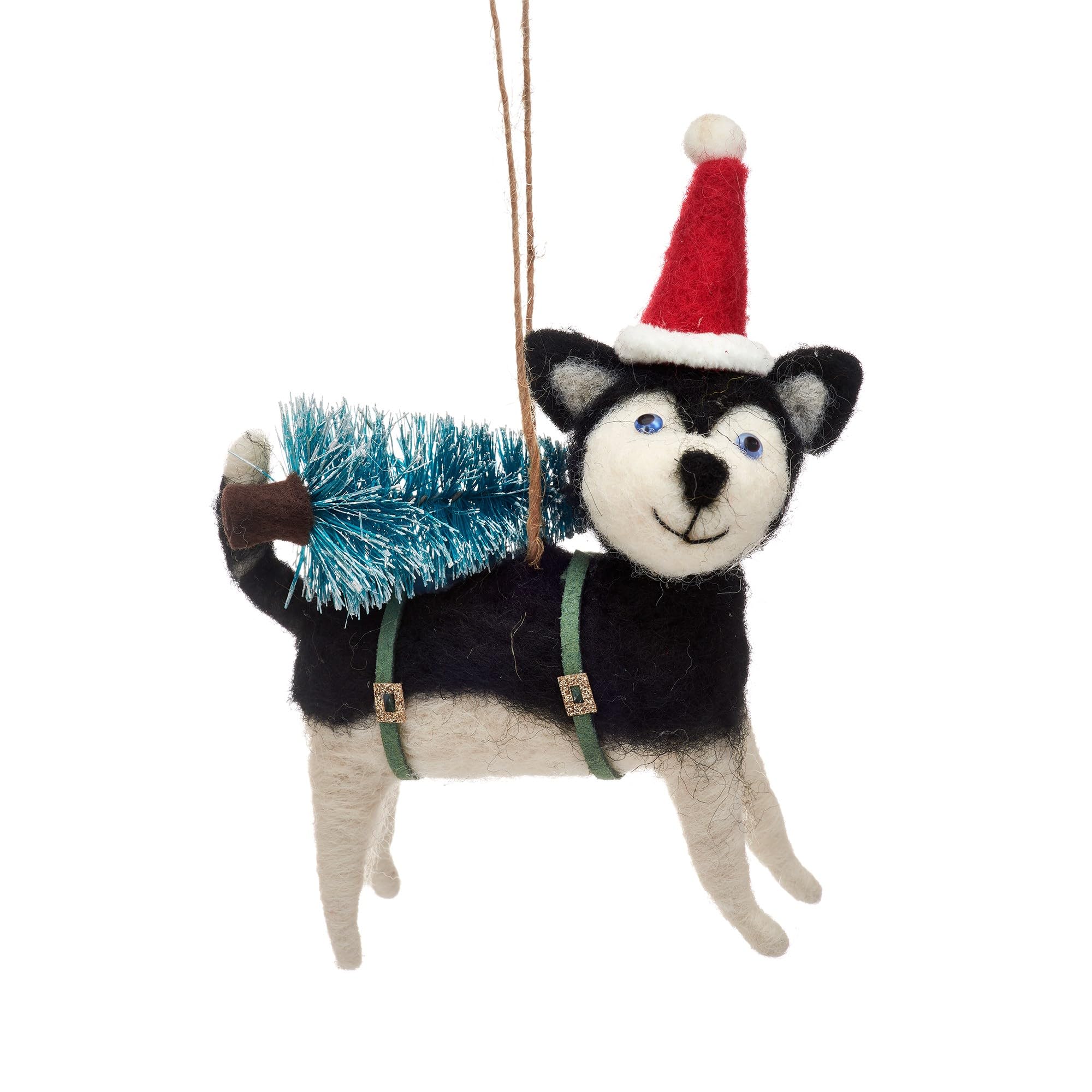 Huskie With Christmas Tree Decoration
