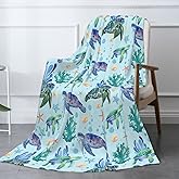 Sea Turtle Throw Blanket - Super Soft Flannel Fleece Blanket for Adults &Boys Girls Kids, Lightweight Cozy Warm Ocean Themed Bed Couch Sofa Blankets 50"x40"