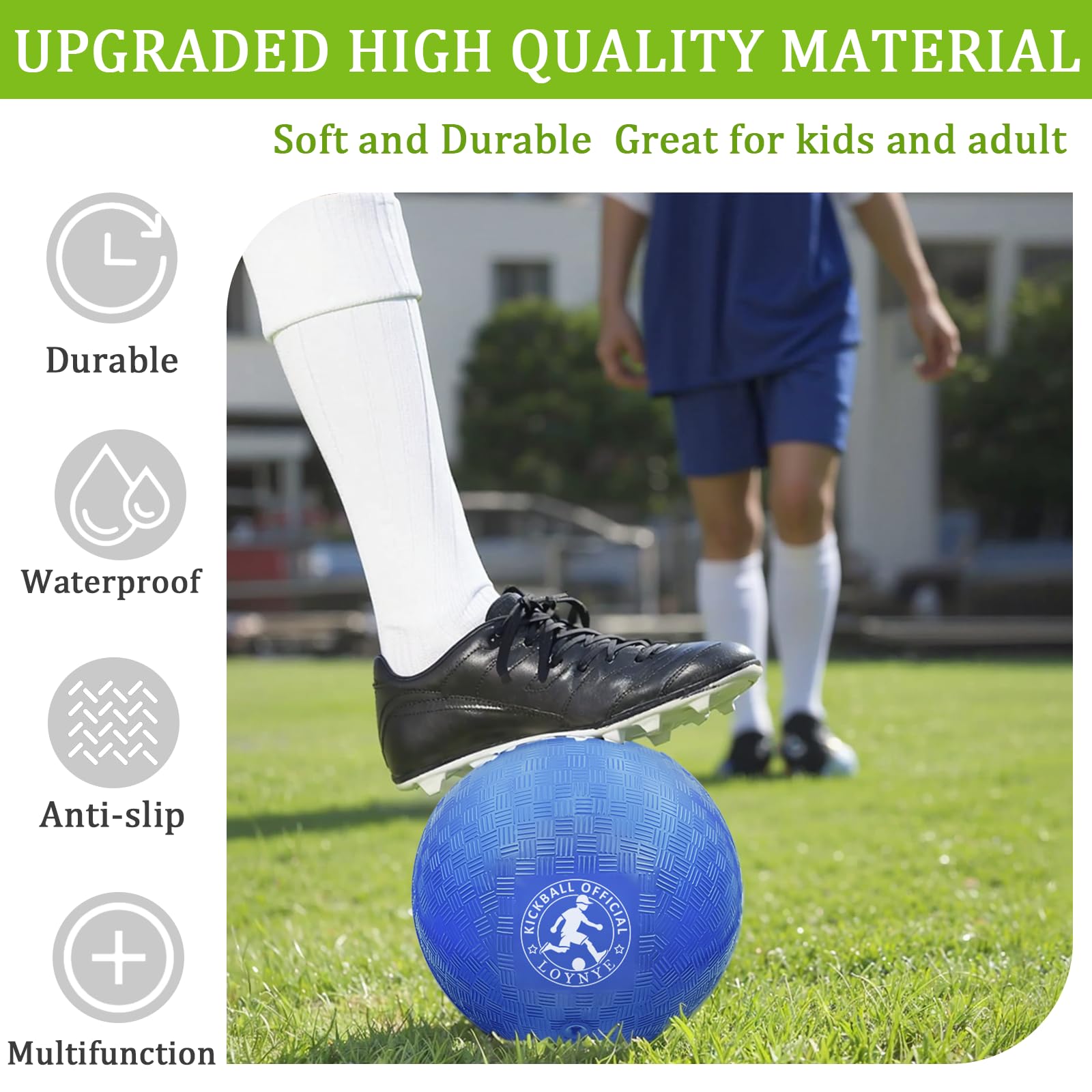 10 Inch Dodgeball Balls Playground Ball Kickball, Dodge Balls for Kids, Kickballs Handball for Indoor Outdoor Games Four Square Balls, Includes Pump