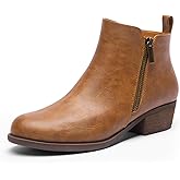 DREAM PAIRS Women's Ankle Boots Classic Low Chunky Heel Side Zipper Booties Shoes