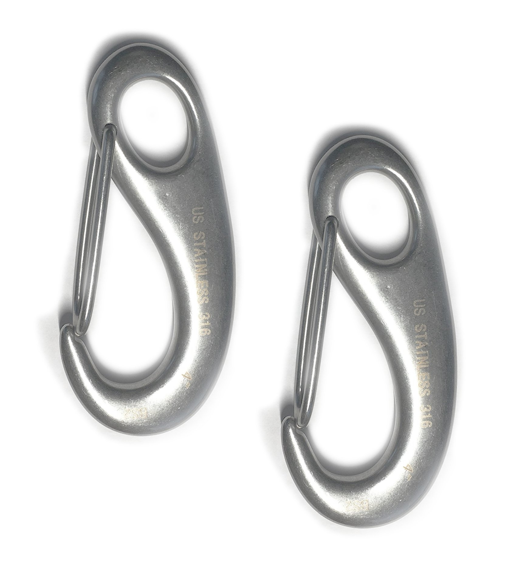 US Stainless 2 Pieces Stainless Steel 316 Spring Snap Lobster Claw 4" Marine Grade