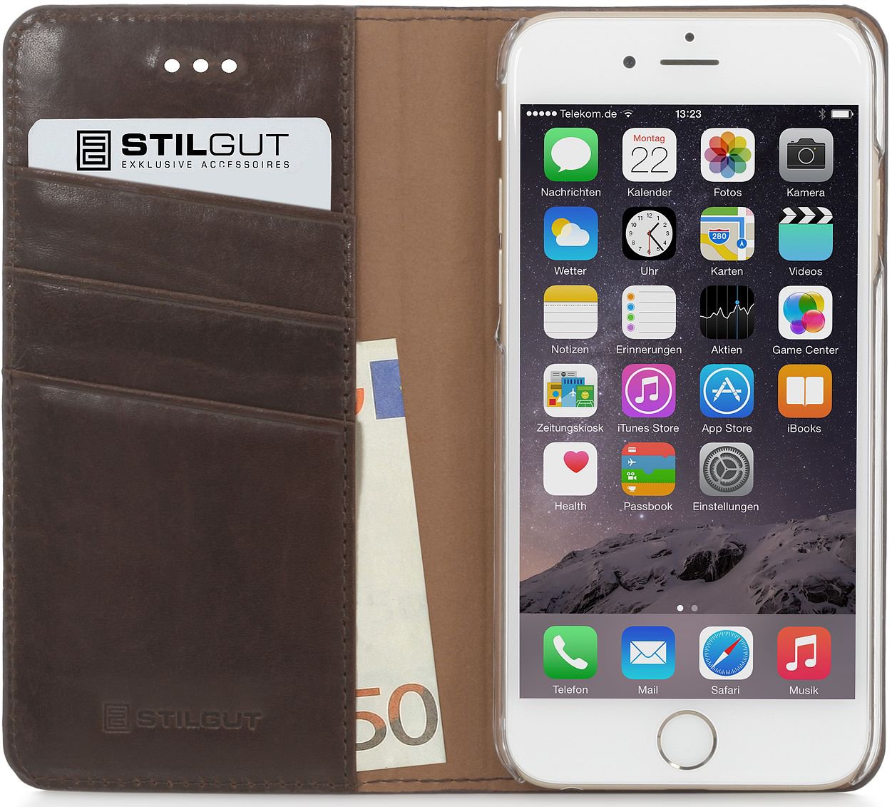 StilGut Leather Case Compatible with iPhone 6s Plus (5.5"), Cover with Card Slots, Italian Series: Coffee โ image 1