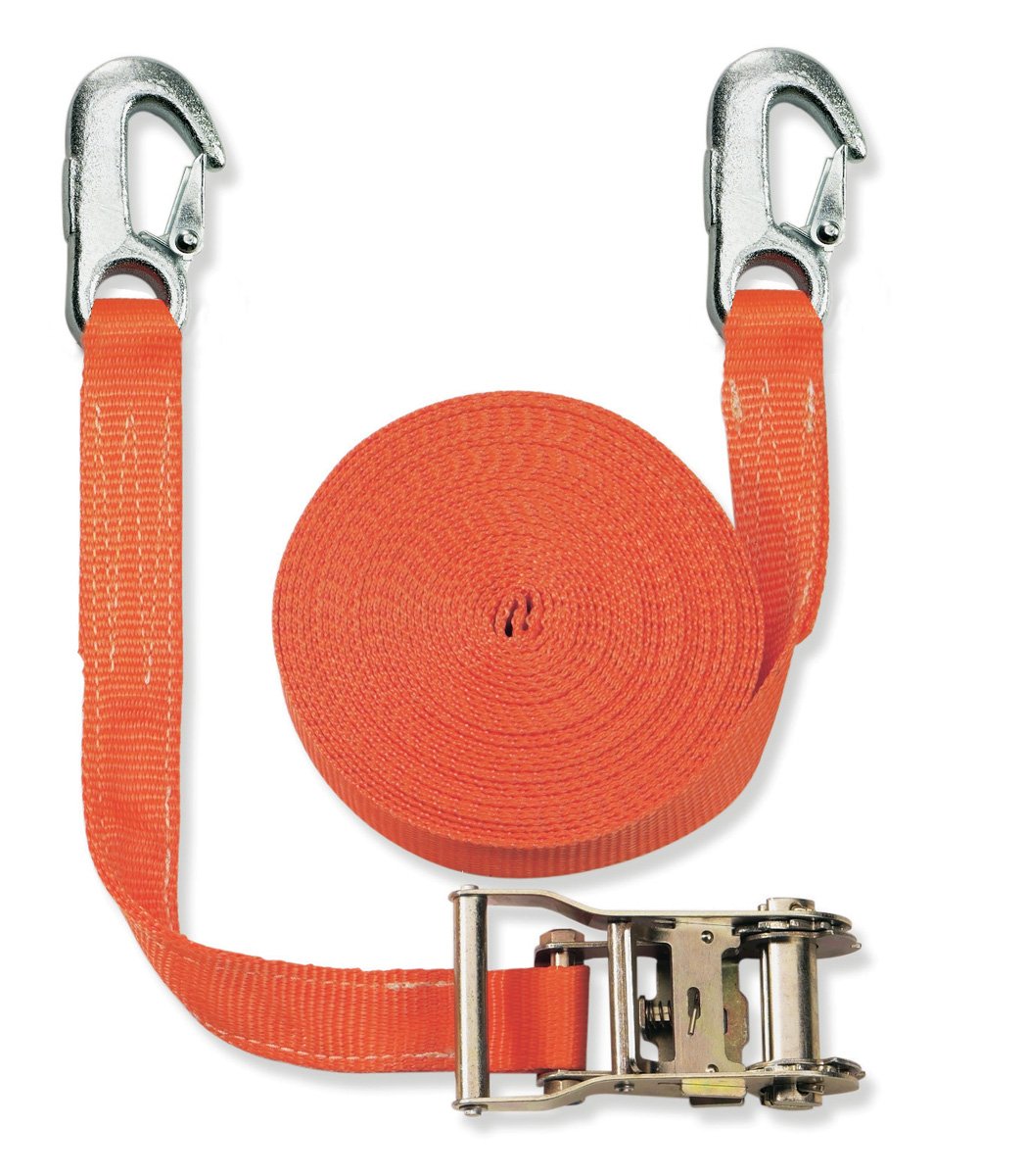 Braun 1000-2-600+3030 Lashing Strap daN, 2000 daN, Two-Piece, for Professionals and Private Transport, According to DIN EN 12195-2, Colour Orange, 6 m Length, 35 mm