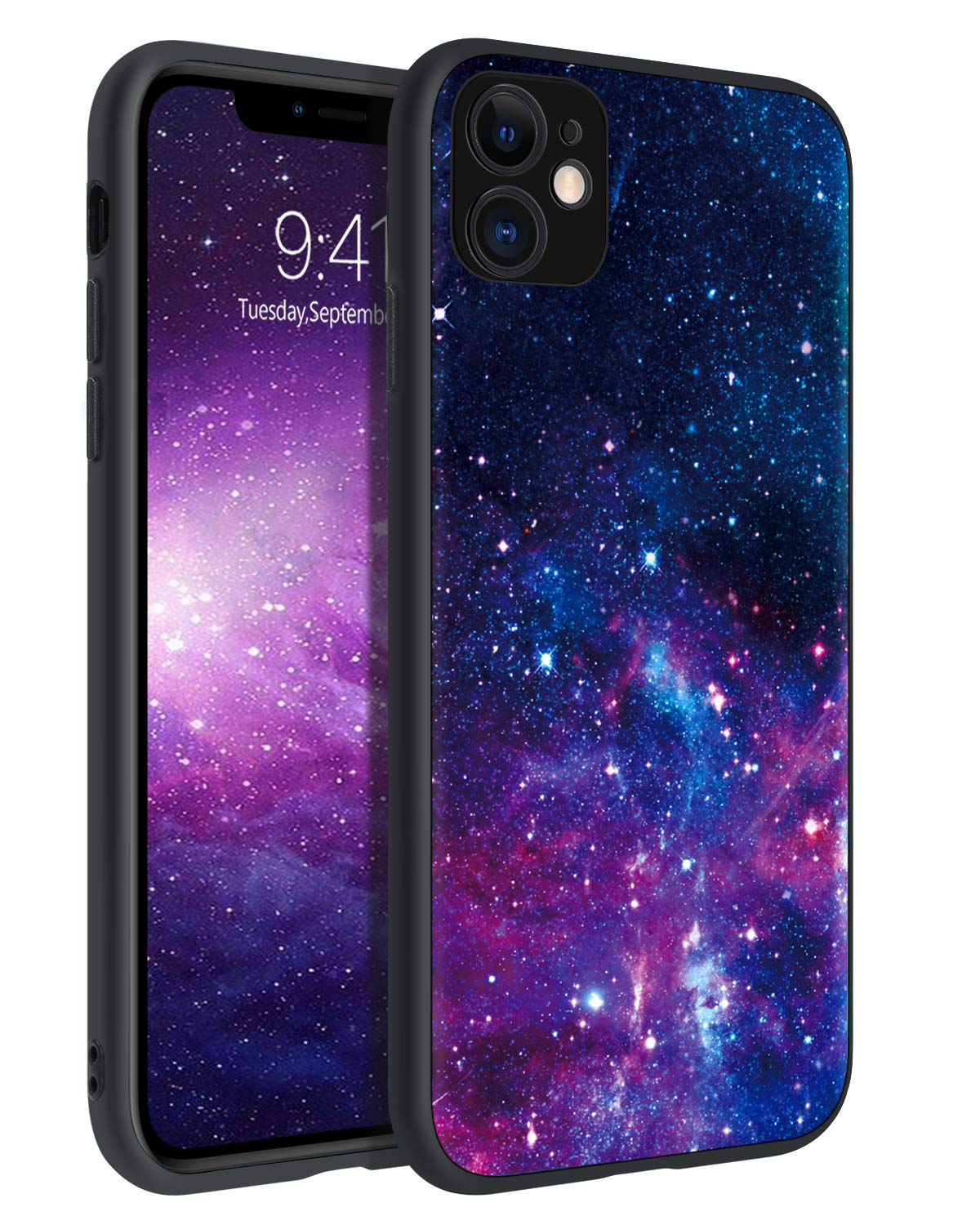 BENTOBEN for iPhone 11 Case, iPhone 11 Case Nebula, Slim Glow in the Dark Hybrid Hard PC Soft Rubber Bumper Protective Purple Nebula Space Pattern Silicone Phone Cases for iPhone 11 6.1 Inch, Purple