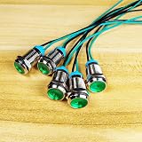 Gebeldet 5pcs 10mm Green LED Metal Indicator Light Waterproof Signal Lamp 3V-9V view 2