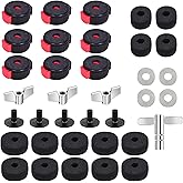 36 PCS Cymbal Replacement Accessories, Clutch Felts, Drum Cymbal Felt Pads | Include Wing Nuts &amp; Washers &amp; Plastic Cymbals Sleeves &amp; Drum Key and Plastic Cymbals Nuts, Replacement for Drum Set (Red)