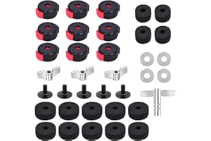 36 PCS Cymbal Replacement Accessories, Clutch Felts, Drum Cymbal Felt Pads Include Wing Nuts & Washers & Plastic Cymbals Slee
