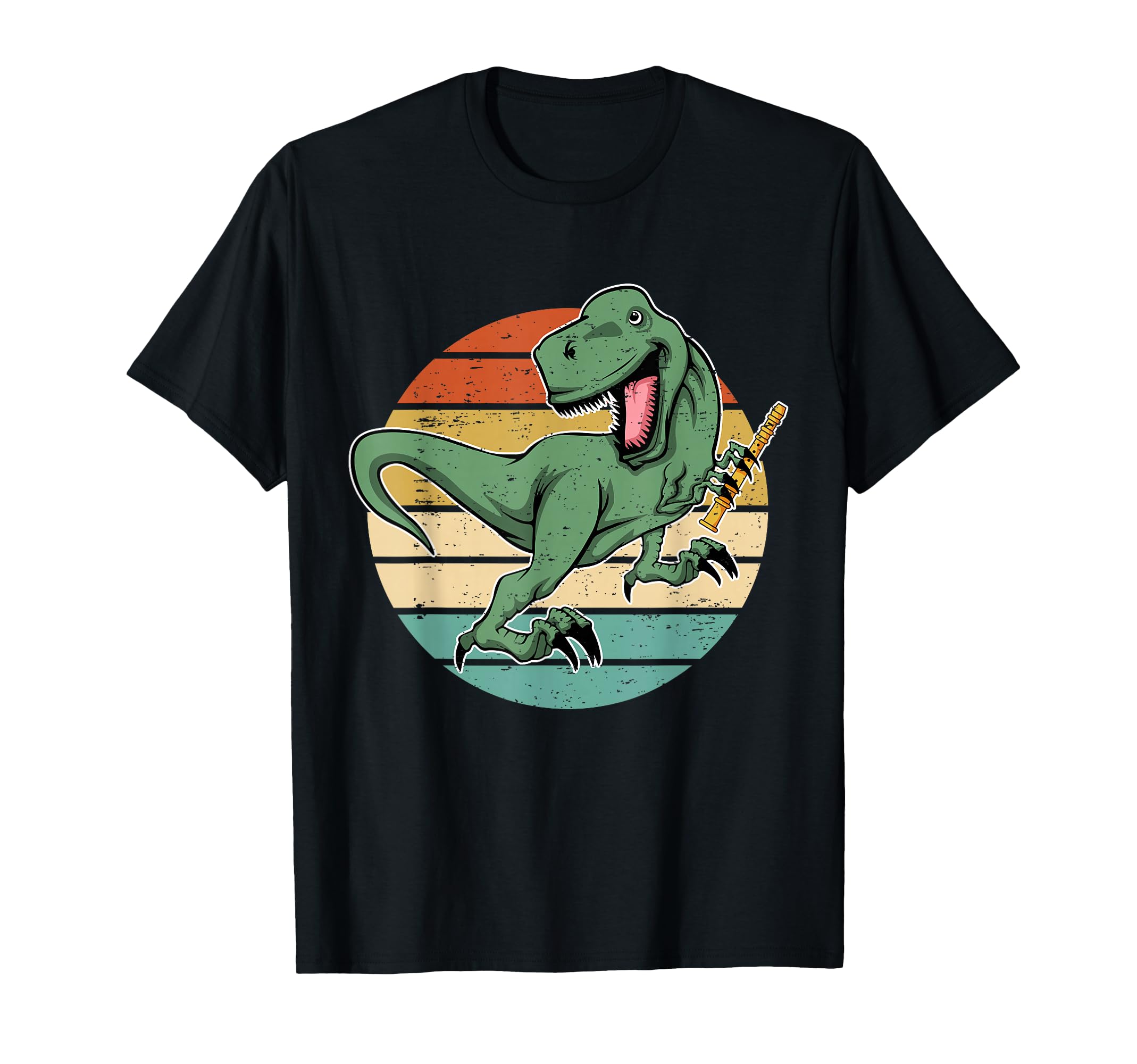 Dinosaur With Flute Player Flutist I T-Rex T-Shirt
