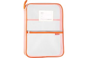 Pendancy Mesh Zipper Pouch 14.8x10.8 in Transparent Lightweight Nylon File Folders, A4 Size Multi-Layer Subject Document Organizer Accessories Storage Bag for Office and School Supplies(Orange)