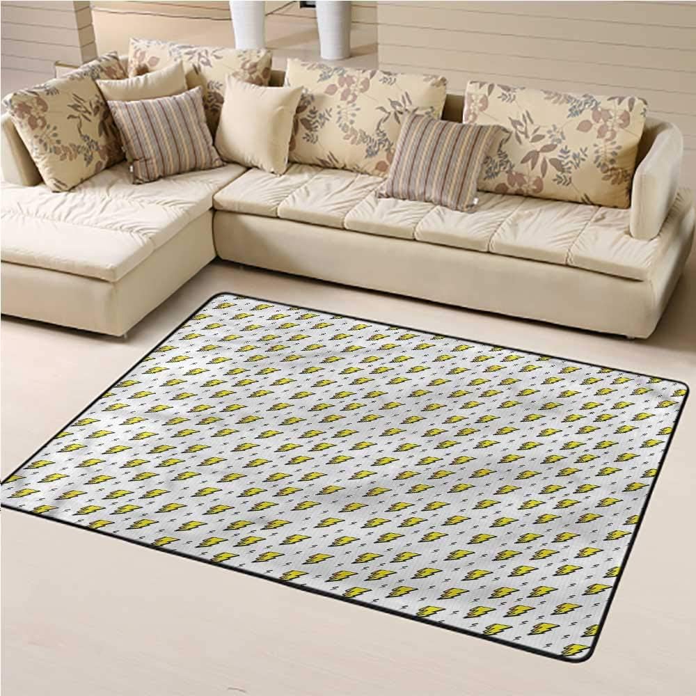 Printed Rug Abstract for Kids Room Vintage Thunder Bolts 5' x 8' Rectangle