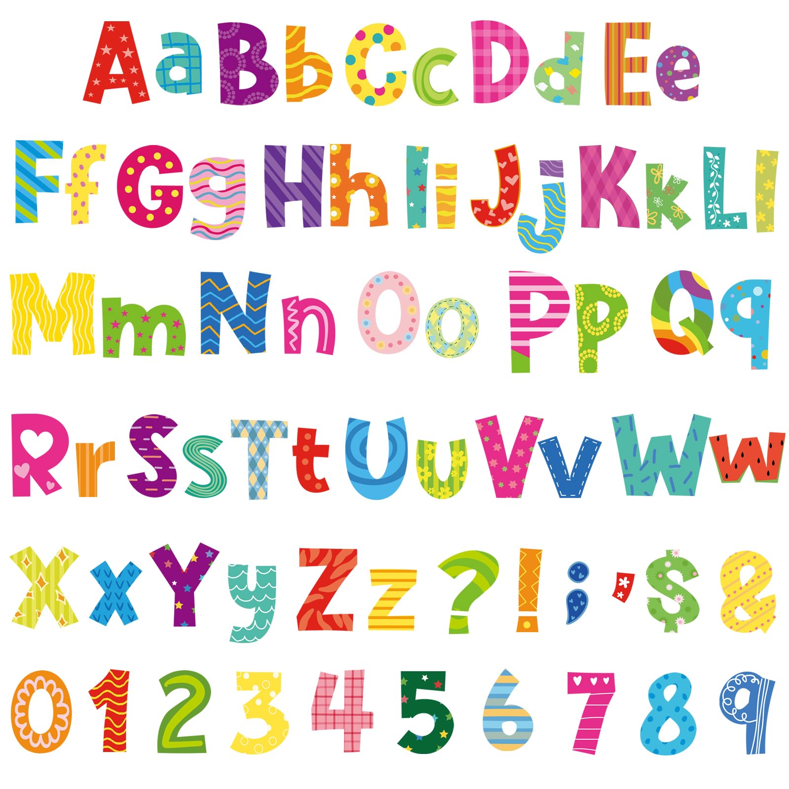 Photo 1 of 134 PCS 5 Inch Bulletin Board Letters Alphabet Numbers Combo Set Colorful Punctuation Letter Cutouts for Bulletin Board Classroom Wall Display Home Decor