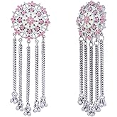 Hand-Enameled Kashmiri Style Chandelier Earrings for Women | Navicia Rosa Collection | Traditional Indian Ethnic Statement Earrings for Bridal & Festive Wear